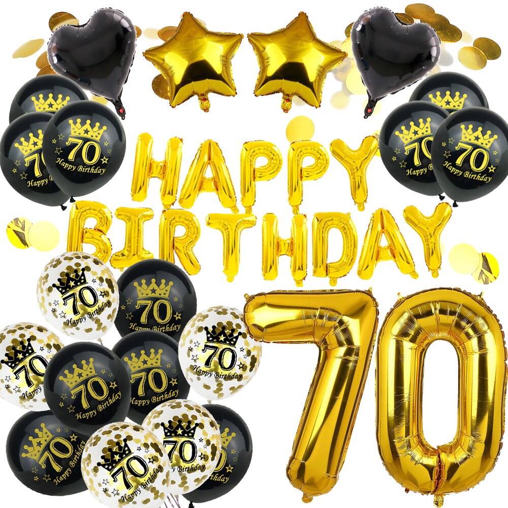 Amawill Happy 70 Birthday Decoration Kit Set 70 Year Old Rose Gold Foil Helium Balloon Number 70th Birthday 70 Anniversary Decor: Set-1