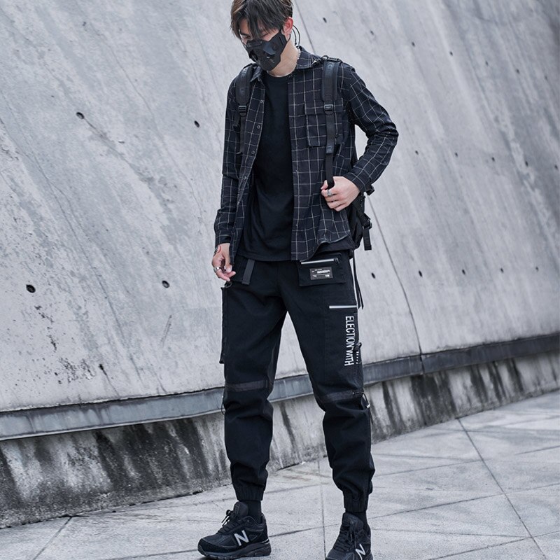 SingleRoad Mens Cargo Pants Joggers Men Black Side Pockets Hip Hop ...