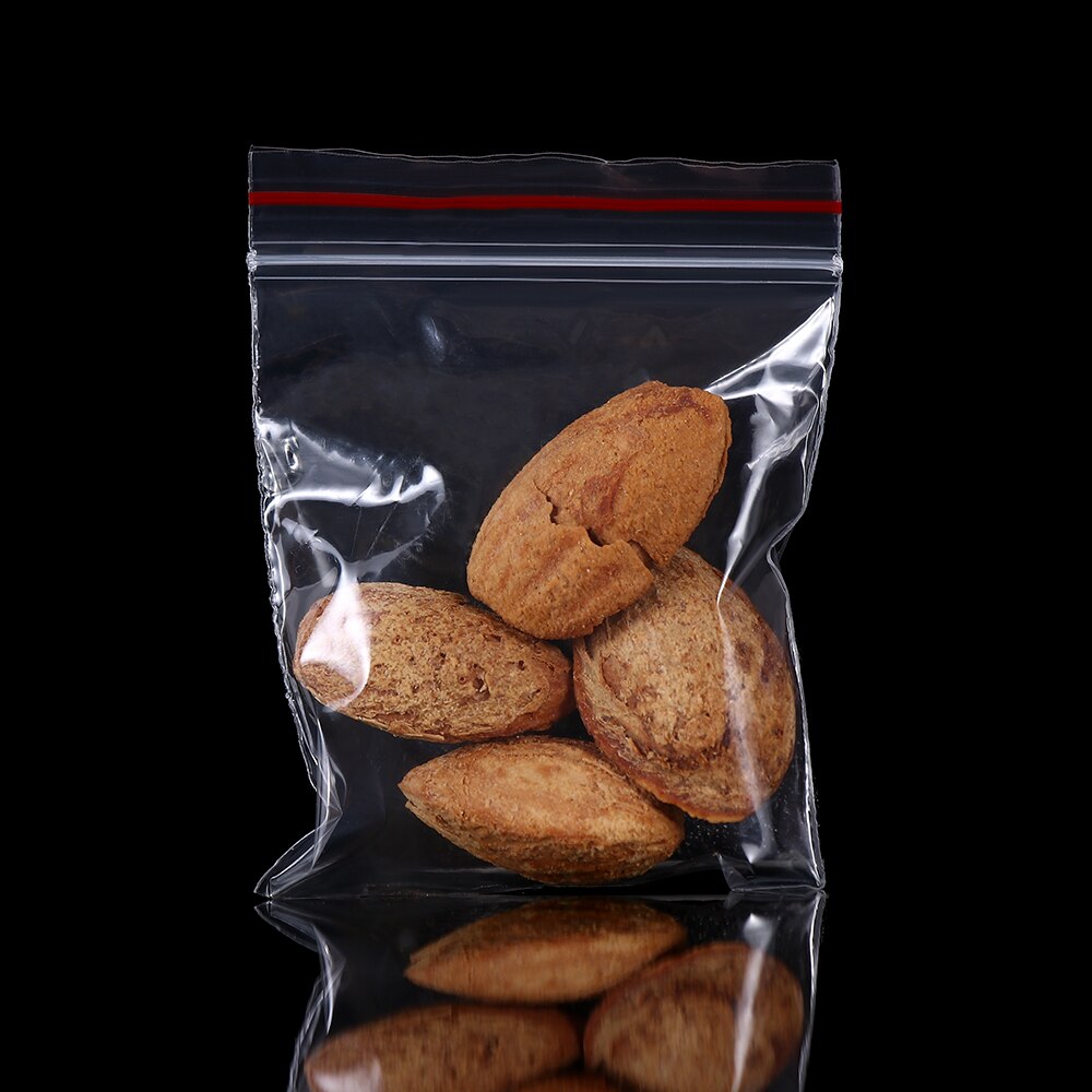 100pcs/pack Clear Reclosable Jewelry Zip With Lock Bag Plastic Self Adhesive Zipper Bag PE Pouch Poly Clear Bags