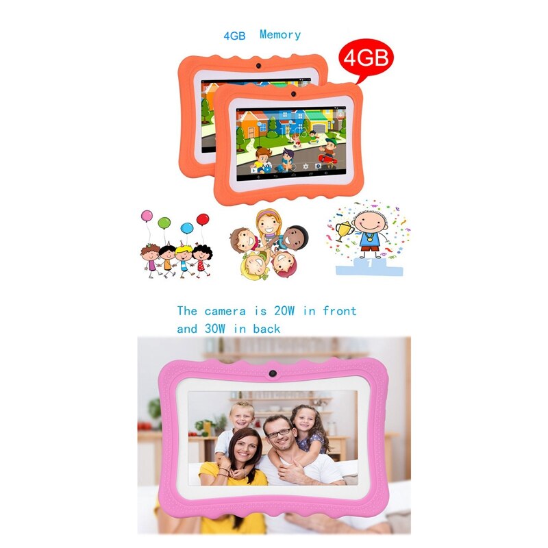 7 inch android kindertablet met dubbele camera, wifi, educatief spel voor jongens en meisjes (britse stekker)