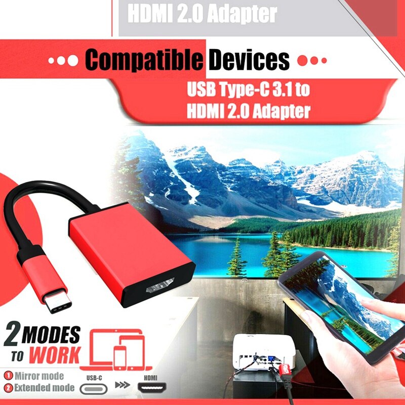 Usb C Naar Hdmi-Compatibel Adapter 4K Hdtv Type C Converter Voor Samsung Galaxy S10 S20 Note 8 9 Huawei Pro