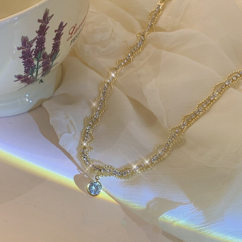 Mengjiqiao 2022 Koreaanse Elegante Delicate Strass Choker Voor Vrouwen Meisjes Mode Metalen Kruis Hanger Ketting Partij Sieraden