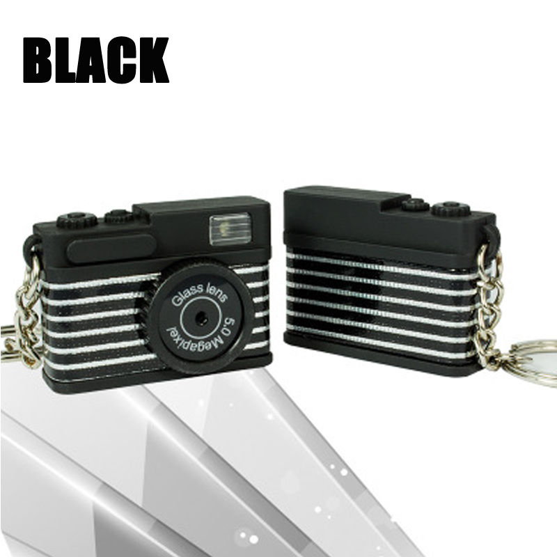 Mini LED Luminous Glowing in the Dark Pendant Keychain Bag Accessories Plastic Toy Camera Key Chains Kids Digital Camera Toy: Black