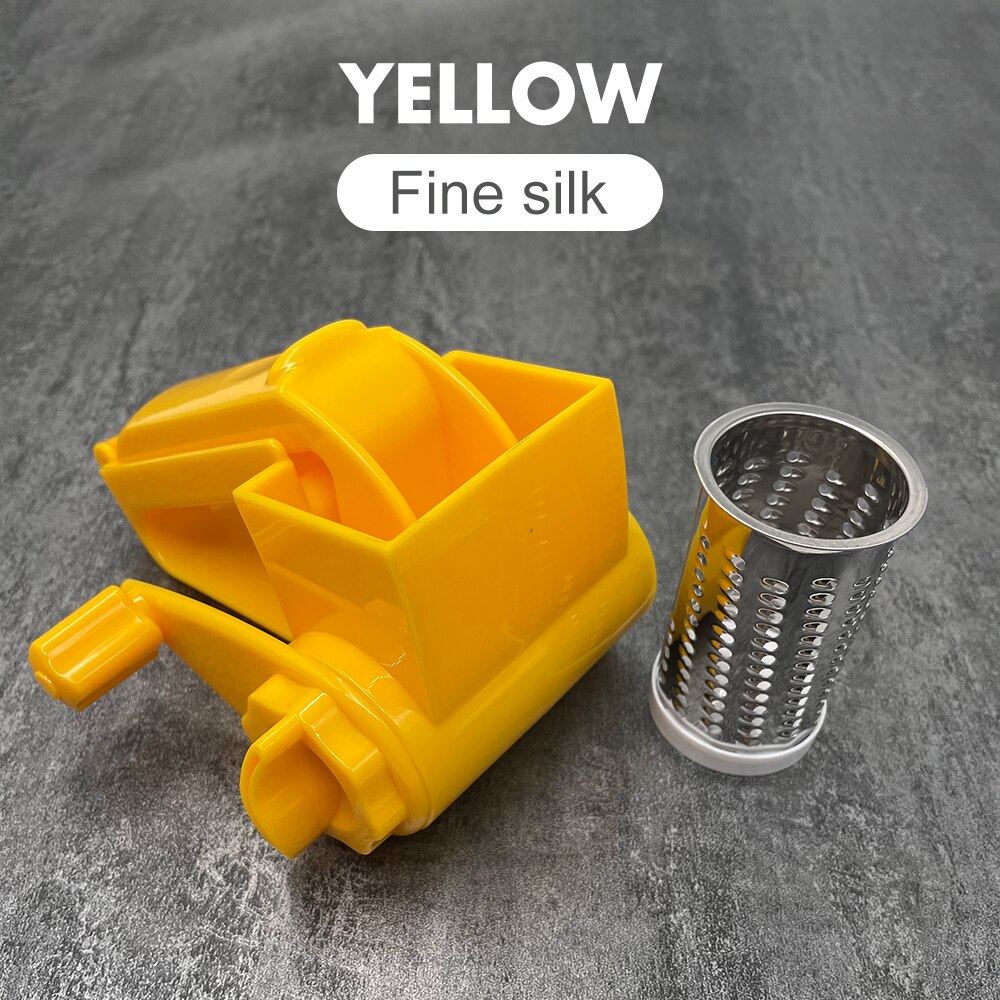 Stainless Steel Rotary Cheese Grater Gadgets for Kitchen Cheese Slicer Machine Wire Oiler for Butter Box Dish Chocolate Shredder: YELLOW-1