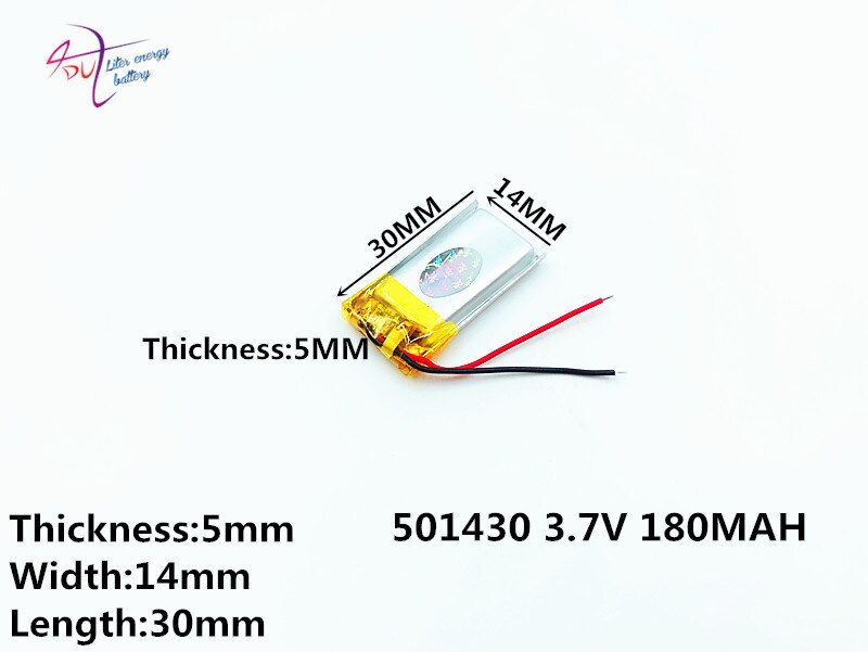 Litro de energia da bateria 501430 3.7V 180mAh 501530 Lithium Polymer Bateria Recarregável de iões de Li-Po Para Mp3 MP4