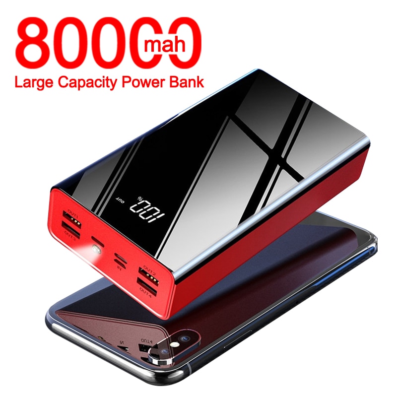 80000 Mah Power Bank Grote Capaciteit Powerbank Externe Batterij Usb Draagbare Lcd Telefoon Snelle Oplader Voor Xiaomi Iphone Samsung