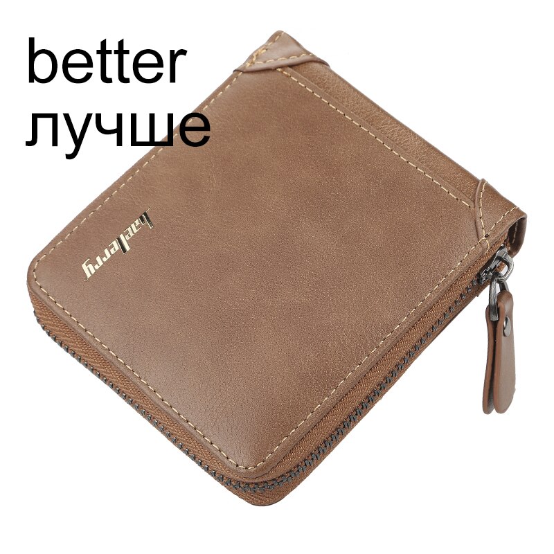 Baellerry Vintage Top Men Wallets Leather Card Holder Wallets and Purses Black Brown Small Wallet: Brown-H-Better