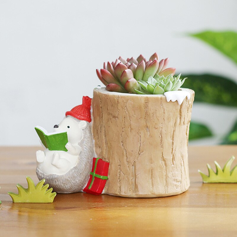 Kerst Egel Dagboek Bloempot Hars Desktop Cartoon Geglazuurd Succulent Plant Bloem Pot
