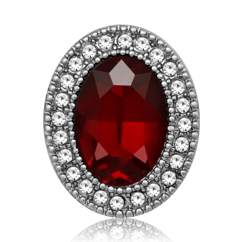Mooie strass ovaal 20mm drukknopen passen op 18mm drukknopen armband drukknopen sieraden: Kz3438- rode