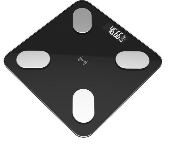 LCD Digital Body Index Fat Scale Electronic Smart Voice Bluetooth APP Electronic Scales for Apple/IOS Bathroom Household Balance: black