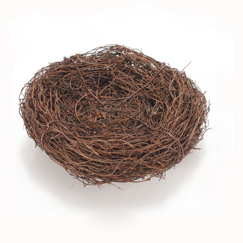 1PC Cute Handmade Vine Brown Bird Nest House Nature Craft Home Decoration: 10cm