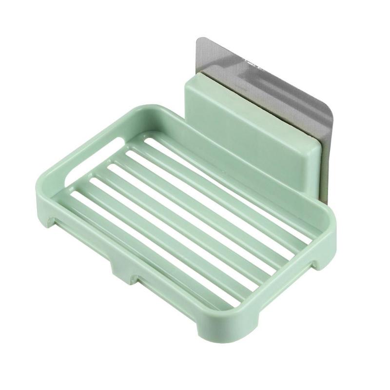 Ducha en el cuarto de baño jabón plato de caja bandeja de placa de almacenamiento caso montado en la pared jabón titular de los organizadores: green