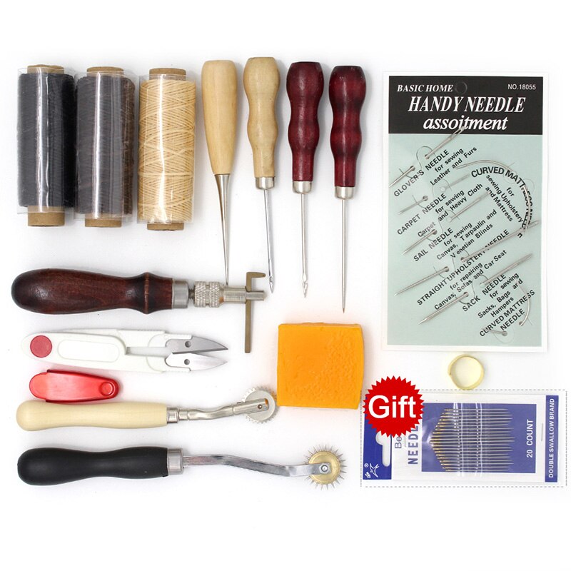 Leder Werkzeug einstellen Carving Stanzen See Schneiden Messer Manuelle Naht Nadel Gas Augen Polieren Peeling Rand Prozess für Leder Gürtel: einstellen 05