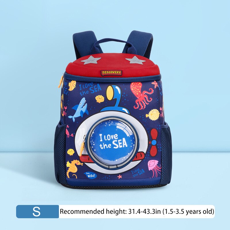 Novo à prova dwaterproof água crianças mochilas design criativo crianças mochila saco de escola para meninas dinossauro bebê mochila meninos cartable enfant: Blue Shark-Small