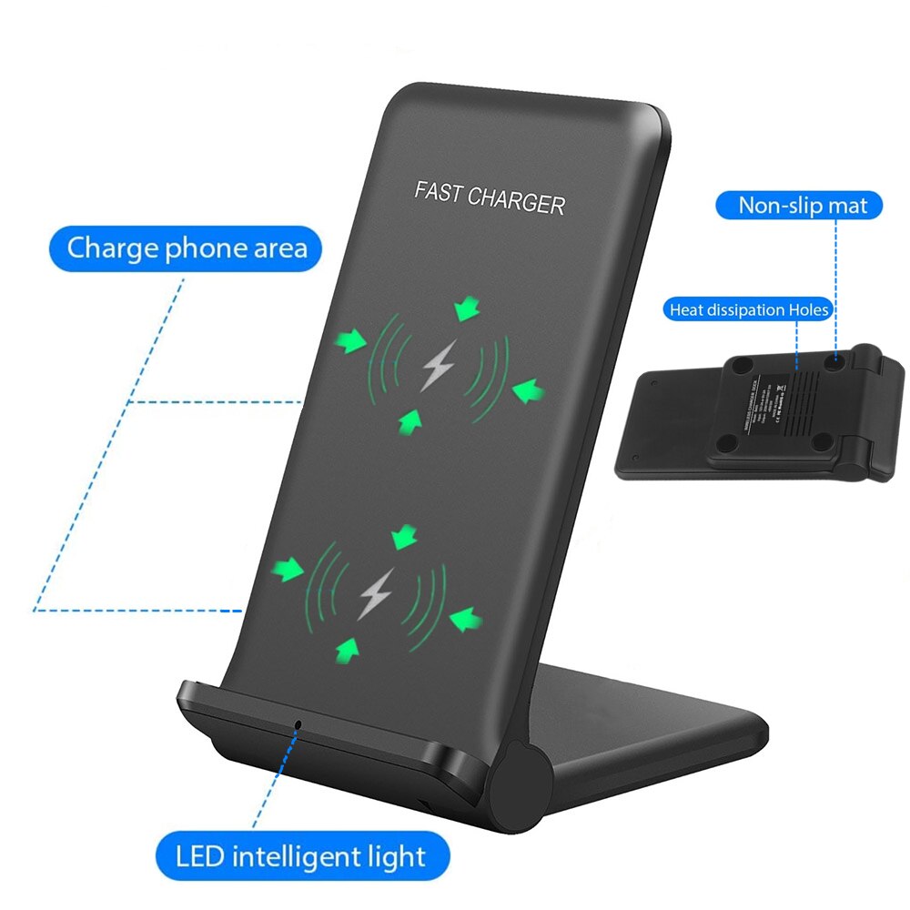 FDGAO supporto di ricarica pieghevole per caricabatterie Wireless Qi veloce 30W per iPhone 12 11 XS Max XR X 8Plus Samsung S21 S20 S10 Galaxy Note 20