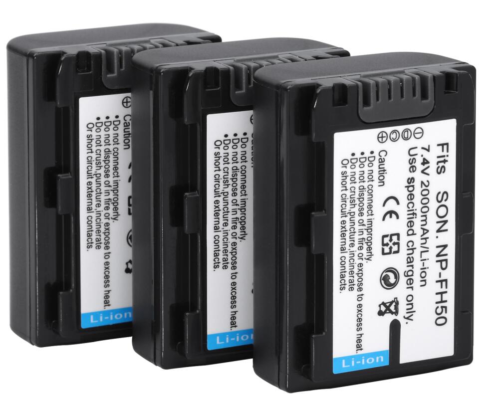 NP-FH50 Batteria + Caricabatterie Per Sony NP-FH40 DSC-HX1 HX100V DSLR A230 A330 DCR-SR42 DCR-SR60 DCR-SR62 DCR-SR80 DCR-SR82: 3 battery