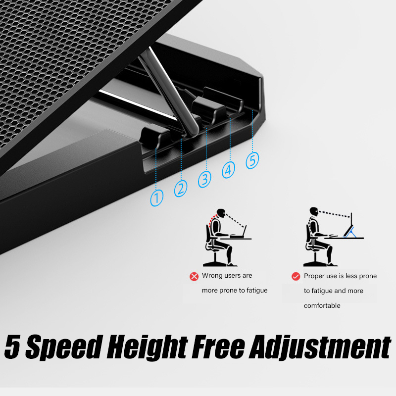 COOLCOLD A9 Gaming RGB Laptop Kühler 2 USB Ports 6 Fan Gaming Led Licht Notebook Kühler Für 13-18 Zoll Ständer Für Laptop Macbook