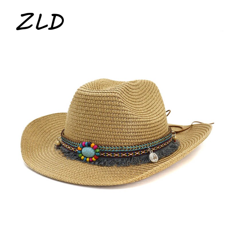 Western cowboy stråhatt etnisk stil håndlagde vevde cowboyhatter for kvinne mann dusk sommer western sombrero solhatt solskjerm