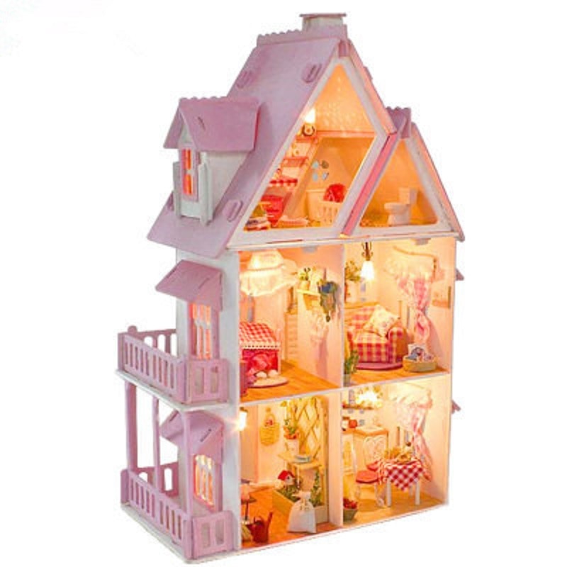 Houten Poppenhuis Mode Poppenhuis Meubels Meisjes Speelgoed DIY Home Speelgoed voor Kinderen Big Size Kasteel Handgemaakte Huis Kids