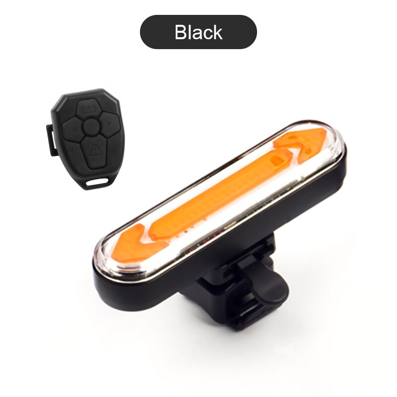 Led cykel blinkers fjärrkontroll cykel bakljus cykel körriktningsvisare usb laddning bakljus säkerhetsvarningslampa: Svart