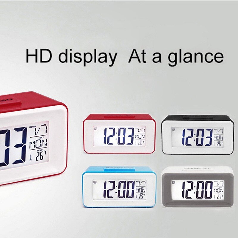 Horloge numérique de bureau rétro-éclairé 12/24 H, contrôle du son, 8 sonneries d&#39;alarme pour chambres d&#39;enfants, horloge électronique simple