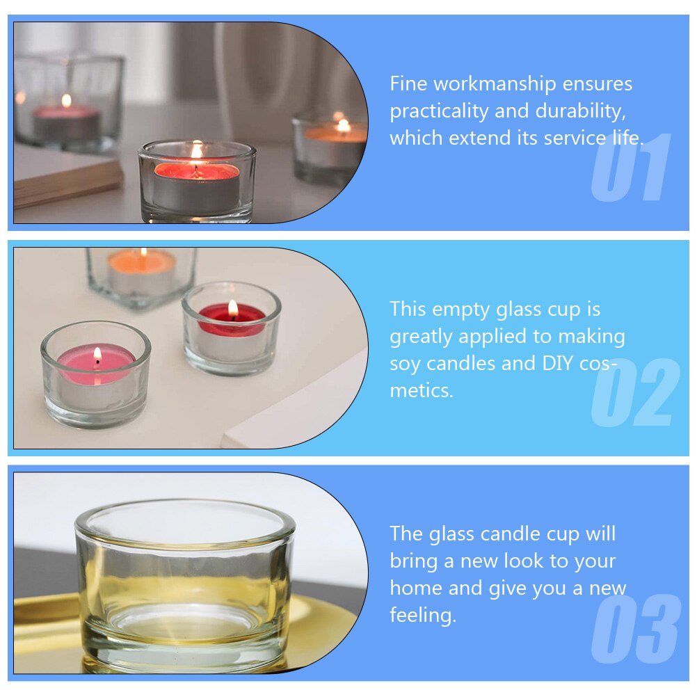12Pcs Kaars Cups Kleine Transparante Theelichtje Kaars Houder Diy Kaars Cup Bruiloft Decoratie Helder Glas Cup