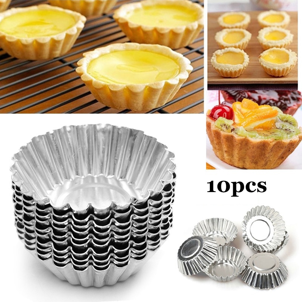 10Pcs Aluminium Ei Taartvorm Herbruikbare Bakken Cup Voor Cupcake Cookie Dessert Bakvormen Diy Ronde Vorm Dessert Bakvormen Cutter