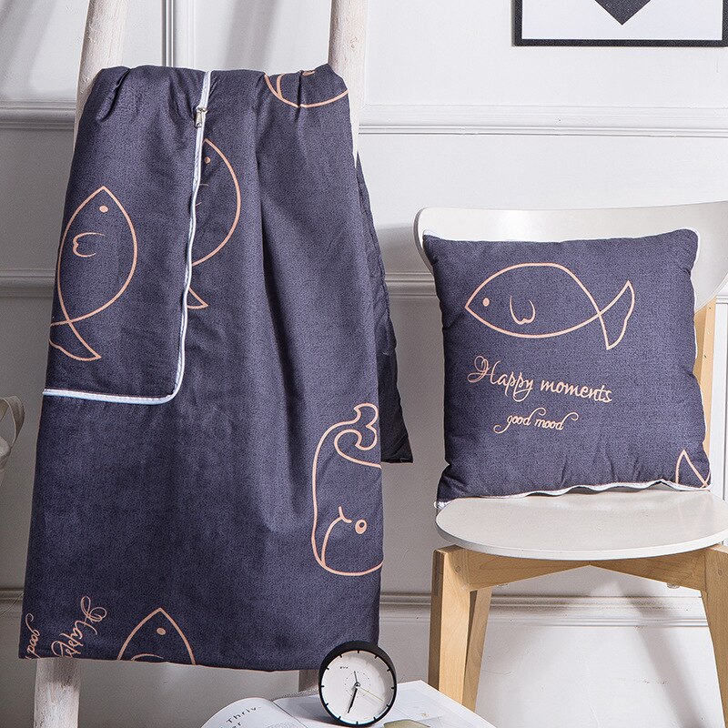 Pillow Quilt Dual-use Multi-Function Double Zipper Foldable Soft for Car Office Sofa P7Ding: whale