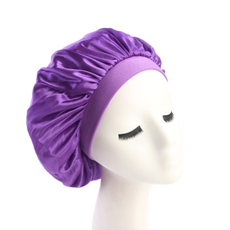 Passen Effen Satijn Bonnet Zijde Hoofd Wrap Douche Cap Haar Styling Cap Lange Haarverzorging Vrouwen Night Slaap Hoed Haar styling Tools: Grijs
