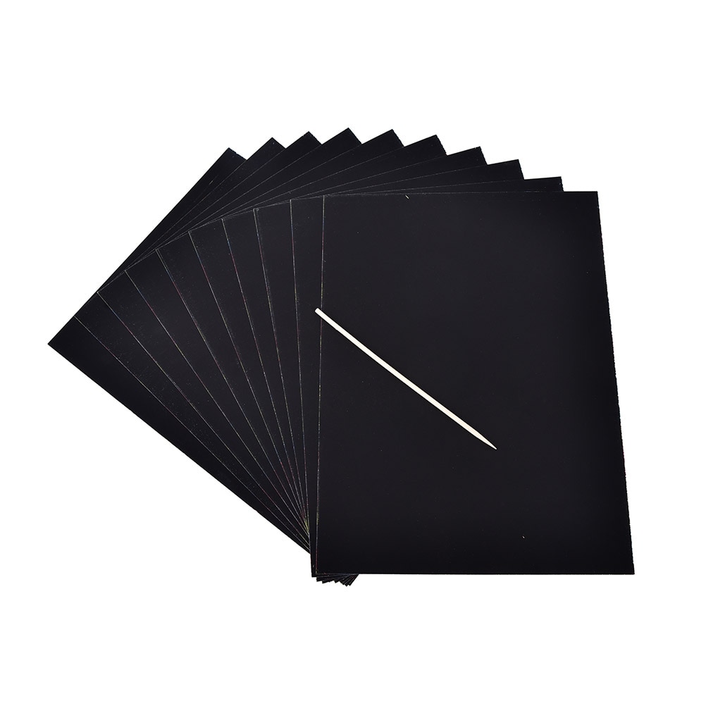 10 Sheets Rainbow Scratch Colourful Stencil Art Craft Engraving Paper With Pen Drawing paper