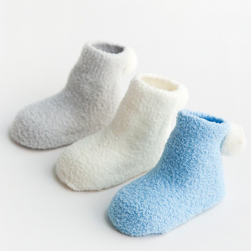 3 stk sæt meget nyfødte baby sokker koral fleece søde baby sokker 0-3 år baby dreng piger sokker: -en / 12m