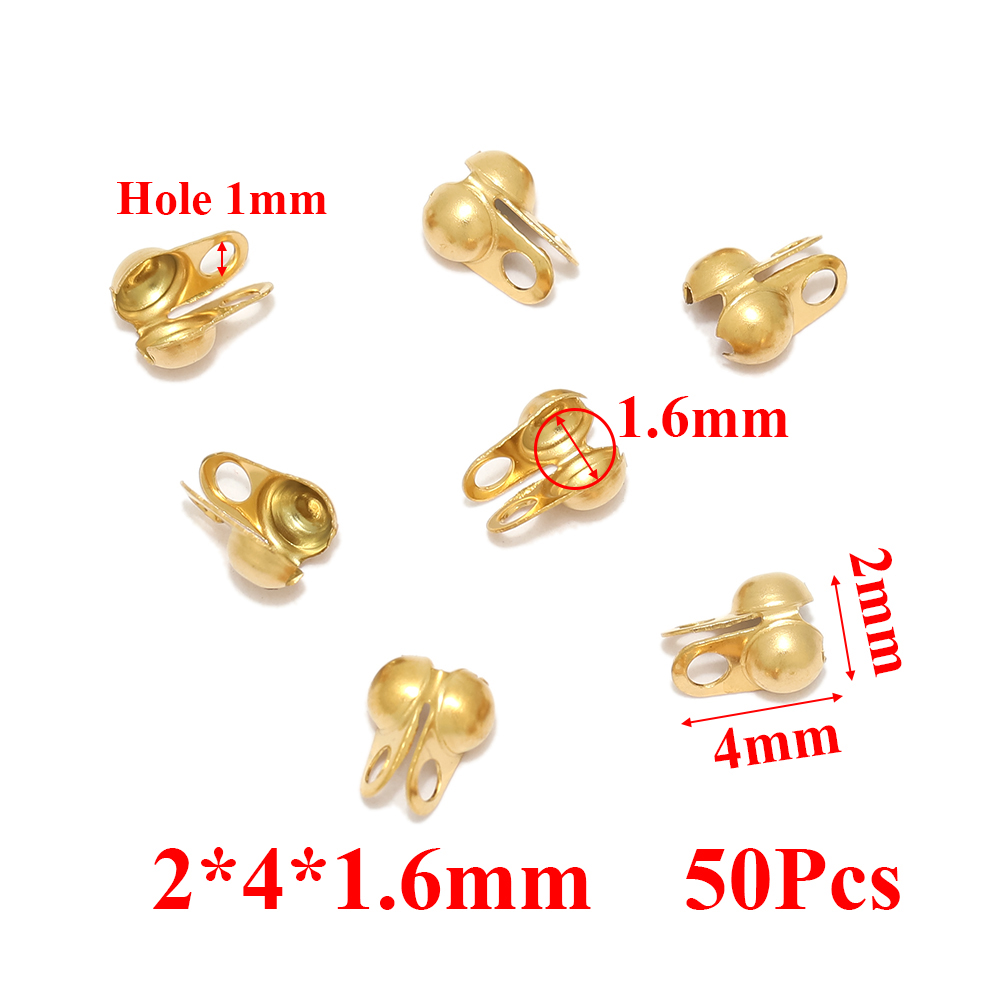 50–100 Stück Gold passend zu Edelstahl Kugelkette Calotte Crimps Perlen Verbinder Endverschlüsse für DIY Armbinde Halskette Herstellung: dunkel Grau