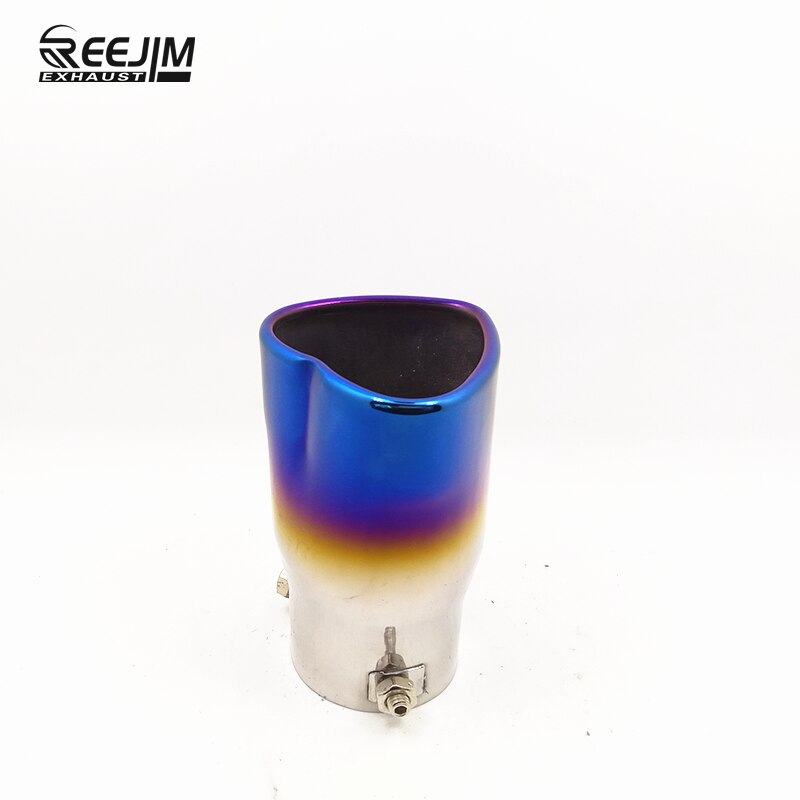 Reejim Heart Shaped Universal Car Exhaust Muffler Tip Stainless Steel Pipe Chrome Exhaust Tail Muffler Tip Pipe Silver