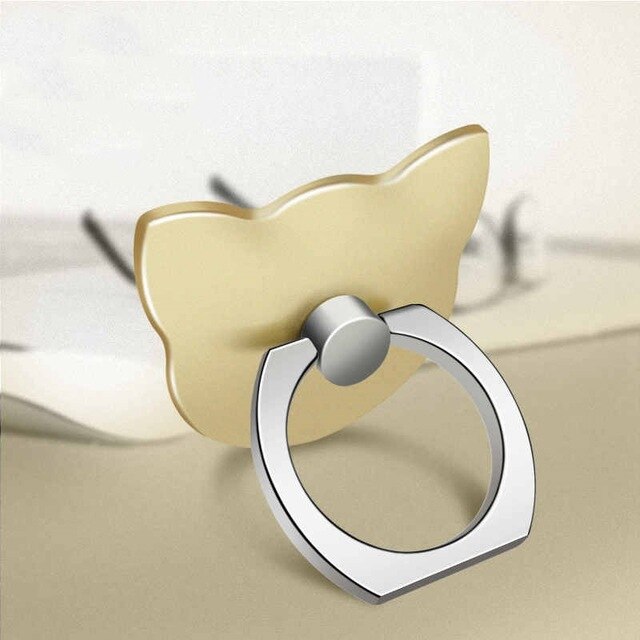Finger Ring Mobile Phone Smartphone Stand Holder For iPhone XS Huawei Samsung cell Smart Round Phone Ring holder Car Mount Stand: Gold Cat