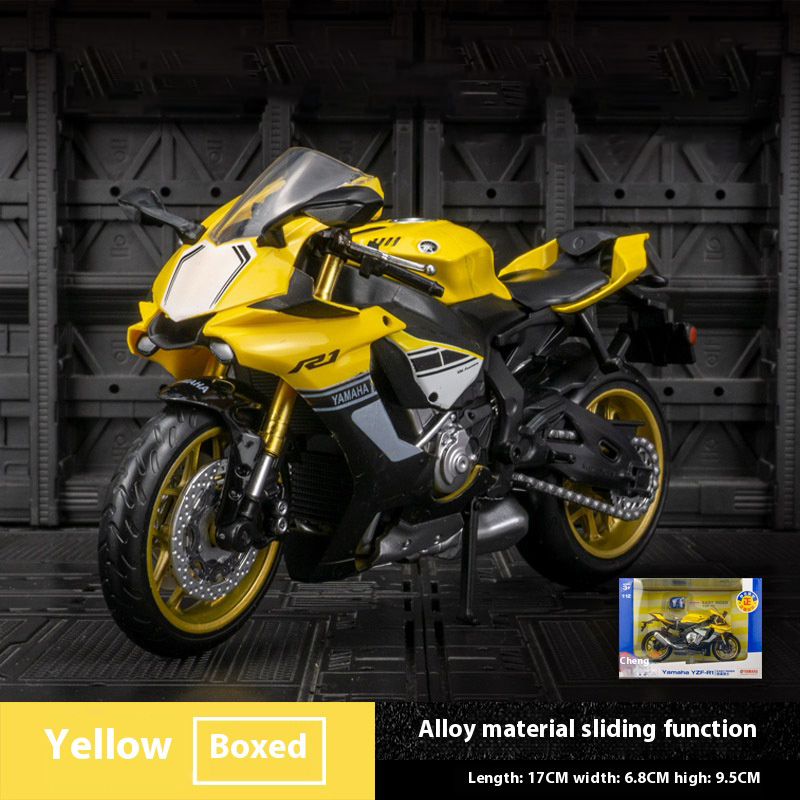 Accessori divertenti per la consolle centrale dell'auto, fantastici ornamenti da scrivania, decorazioni squisite in auto, modelli in lega di motociclette: giallo