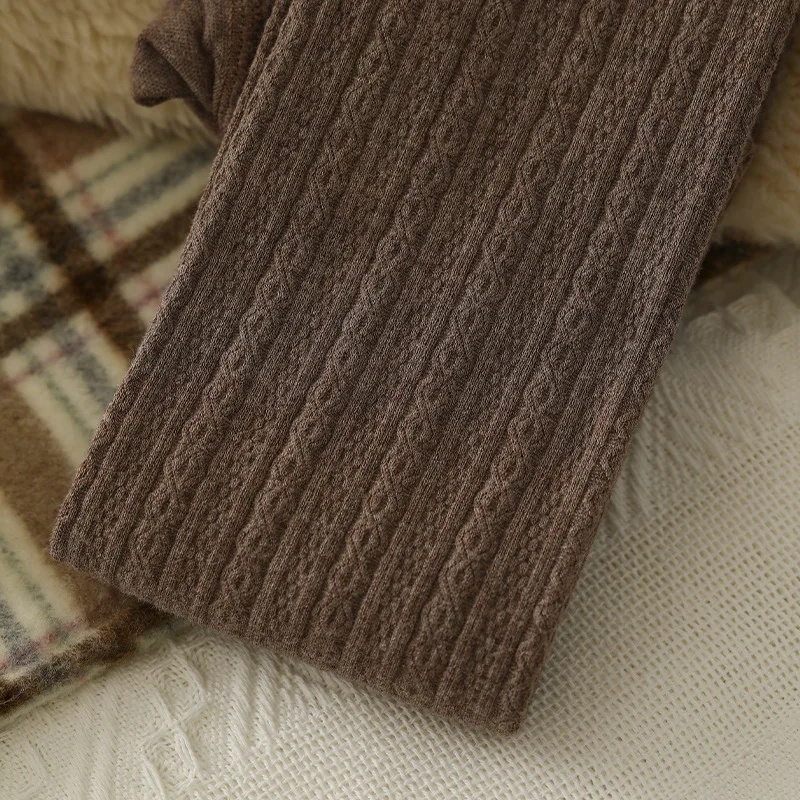 Figurformende, cremefarbene, gestreifte, gedrehte strumpfhose für damen, dünne Vlies-basisschichtsocken für frühling und herbst, Ideal für draussen-aktivitäzehn: Pp / Rosa