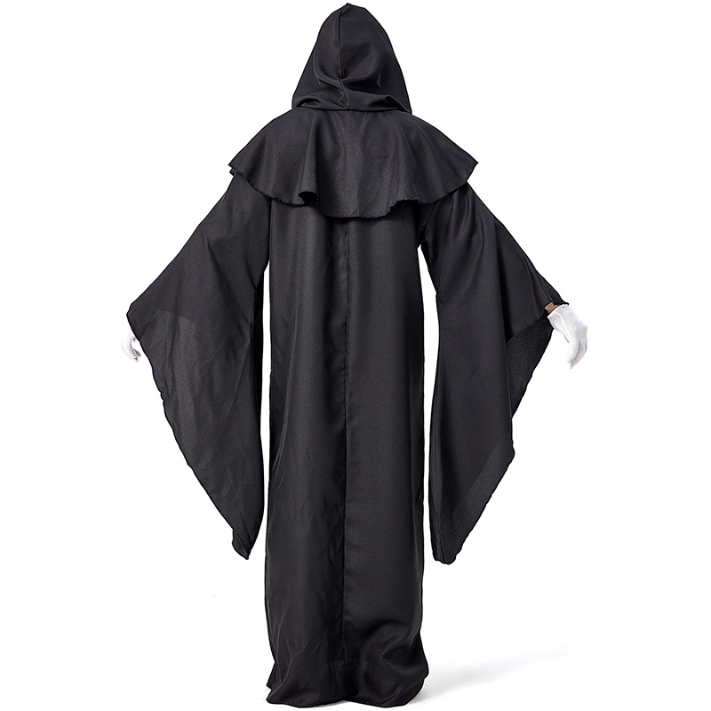 Unisex Halloween Cos Middeleeuwse Vintage Monnik Clergy Pastor Kostuum Gothic Boze Heks Hooded Gown Robe Mantel Cape Voor Mannen Vrouwen