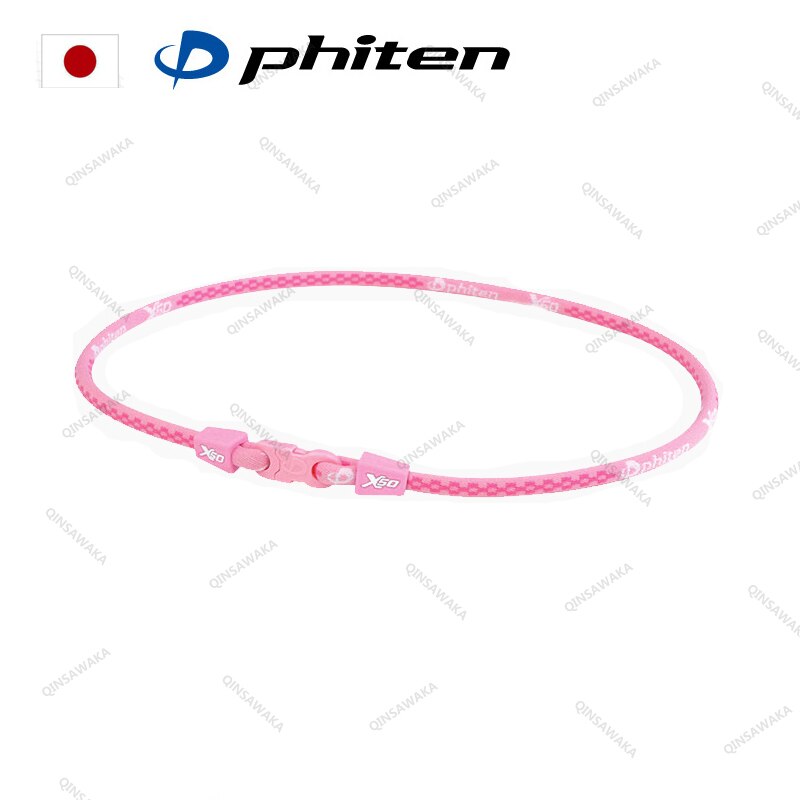 MADE IN JAPAN Phiten Titanium X50Necklaces aqua-titanium reduce fatique alleviate muscle strain tension athletes: PINK / 65CM