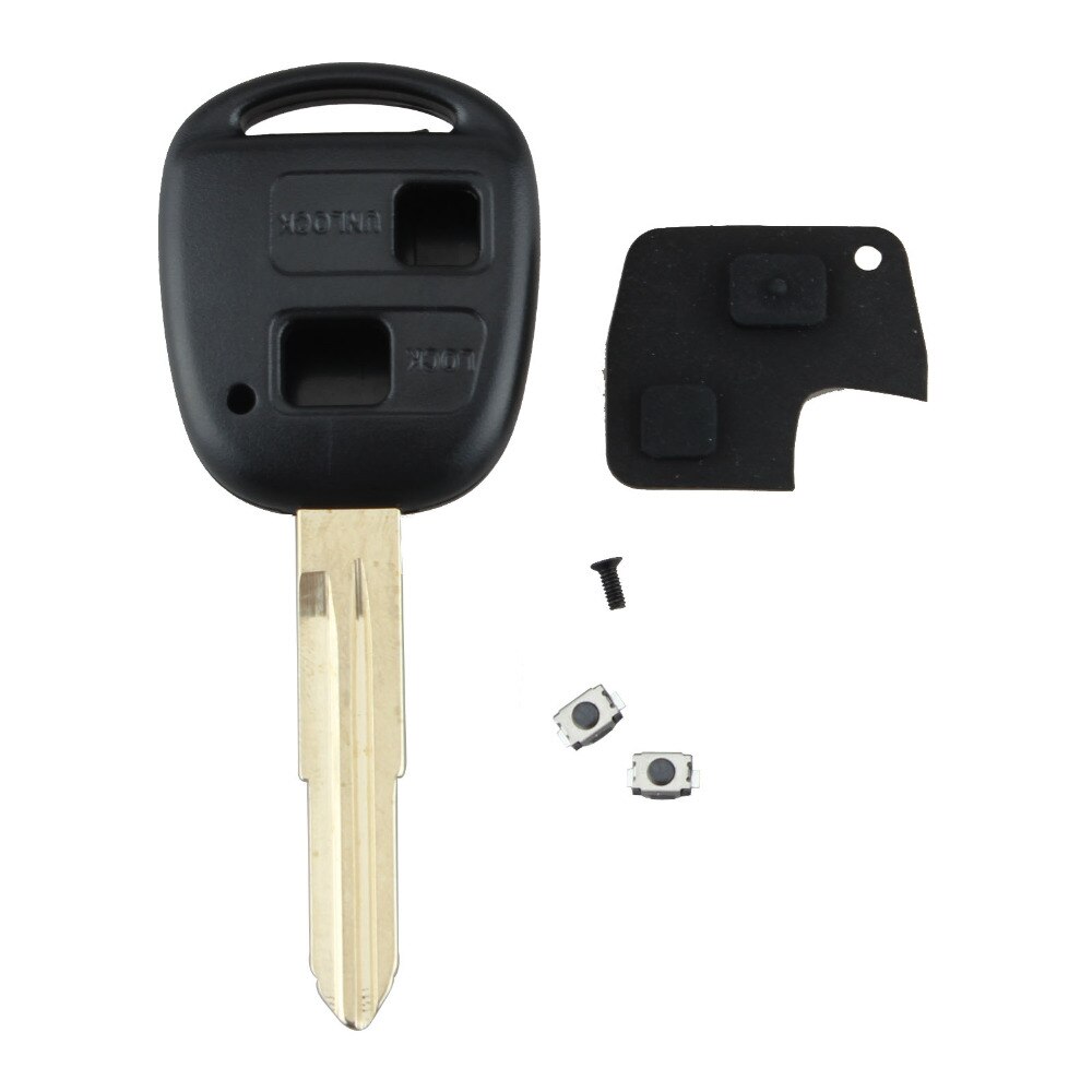 2 Knoppen Afstandsbediening Sleutel Shell Rubber Pad Switch Blade Reparatie Kit Voor Toyota Yaris Auto Key Refit Case Shell Cover met Ongesneden Blad