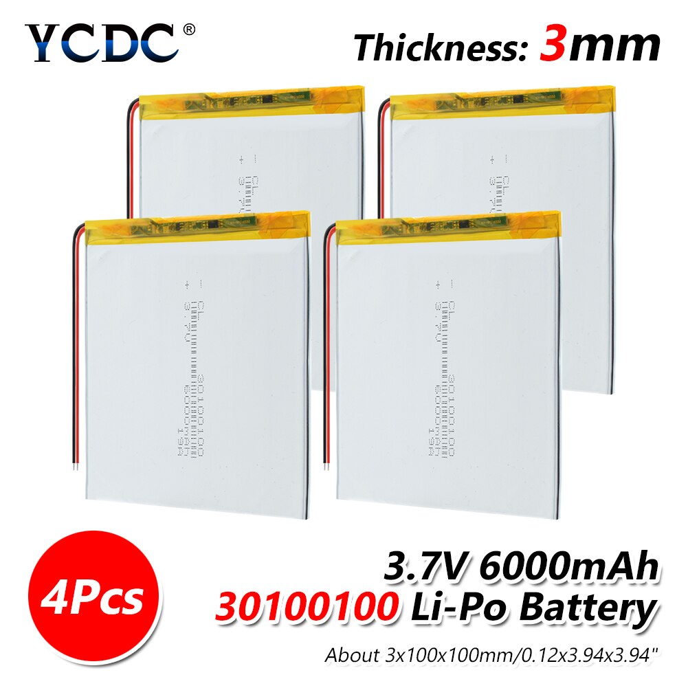 1/2/4 stück Aufladbare 3,7 V 30100100 6000mAh Li-Polymer Lithium-Polymer Batterie Ersatz Für E-Buchen Tablette Laptop E-Buchen: 4Stck