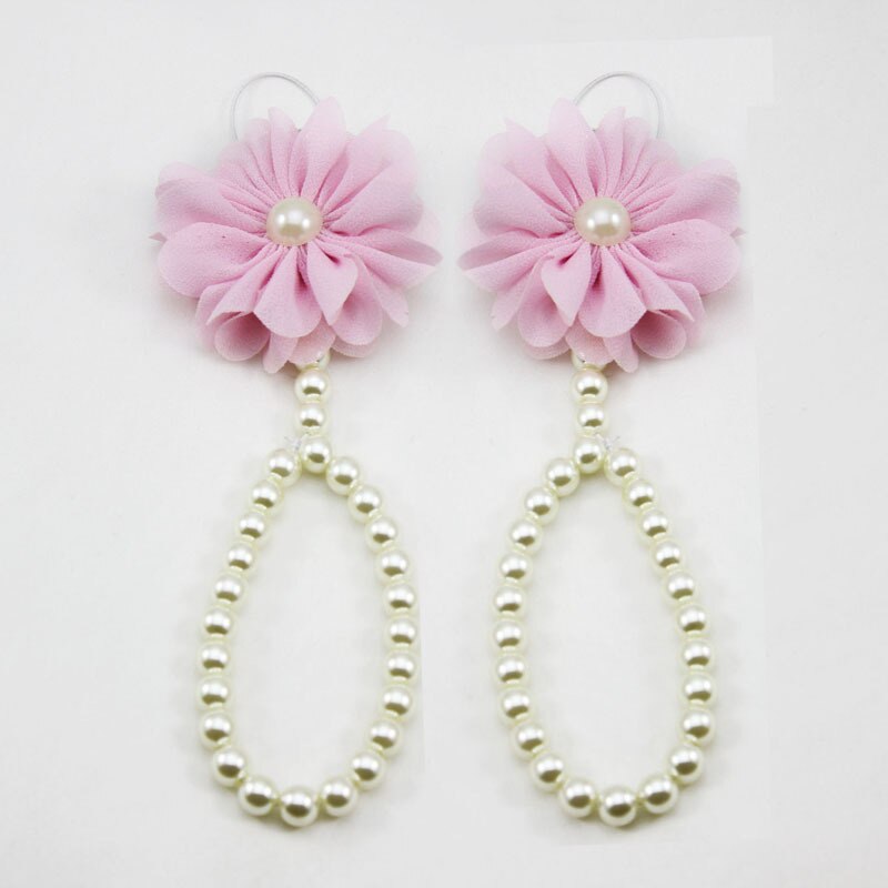 Bracelets de cheville en perles pour bébé fille, Style chaîne de chaussures, pied coloré avec accessoires, bijoux à la: Rose