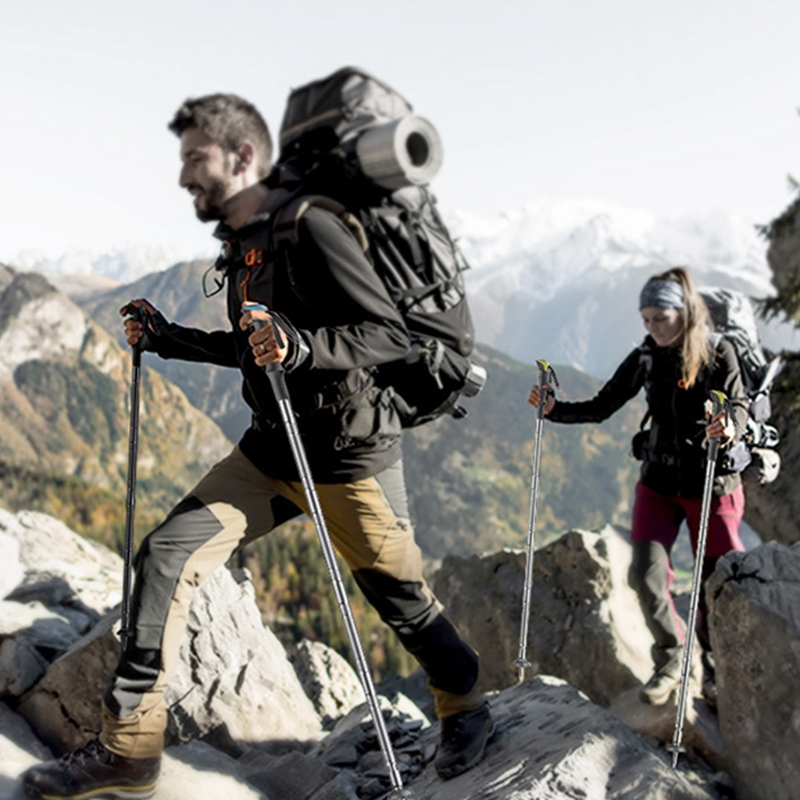 Multifunction Collapsible Trekking Pole Cane Adjustable Telescopic Walking Stick