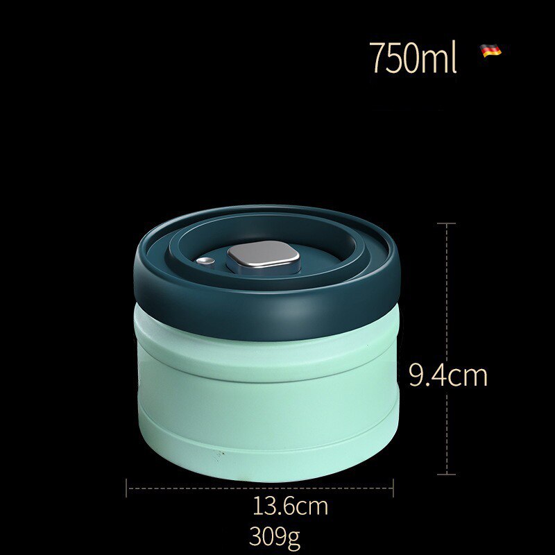 Airtight Coffee Jar Vacuum Sealed Cans Grains Candy Food Storage Container Stainless Steel Coffee Beans Powder Tea Canister Set: 750ml green