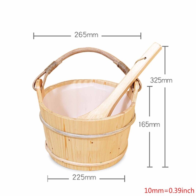 Sauna Bucket with ladle Sauna Accessories for steam Room , Sauna Bucket,Ladle, Plastic Liner Included