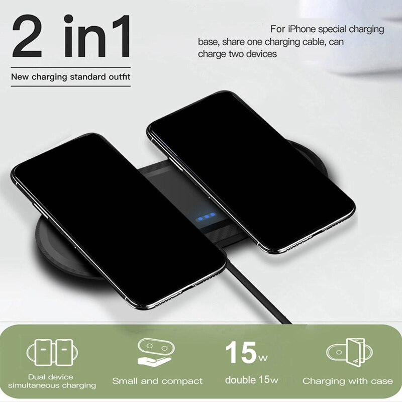 30w schnelle kabellose ladegeräte für iphone 12, 11 xs xr ,  x 8 pro , 2 in und 1 kabelloses dual-ladepad