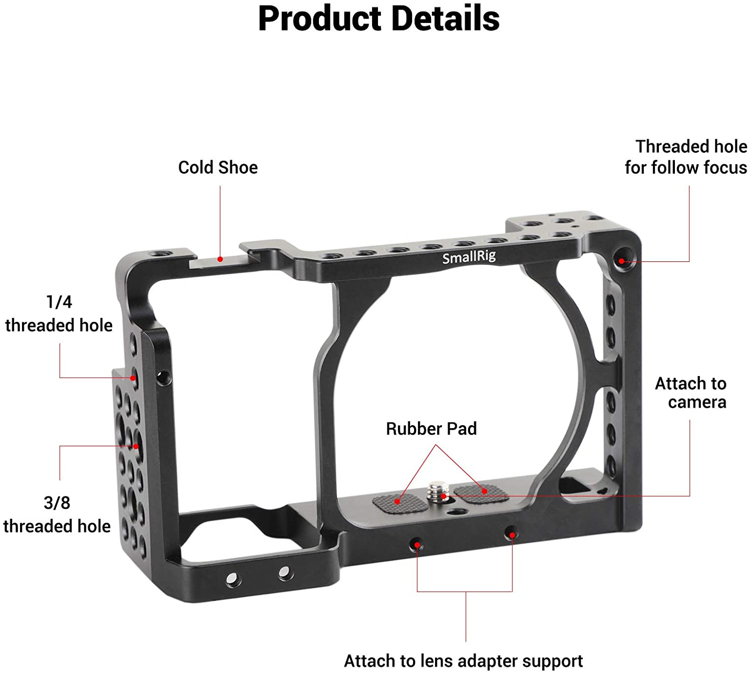 Smallrig Sony A6500 Camera Cage Rig Stabilizer Voor Sony A6300/A6000/A6500 Nex-7 Camera Met Schoen Mount Draad gaten 1661