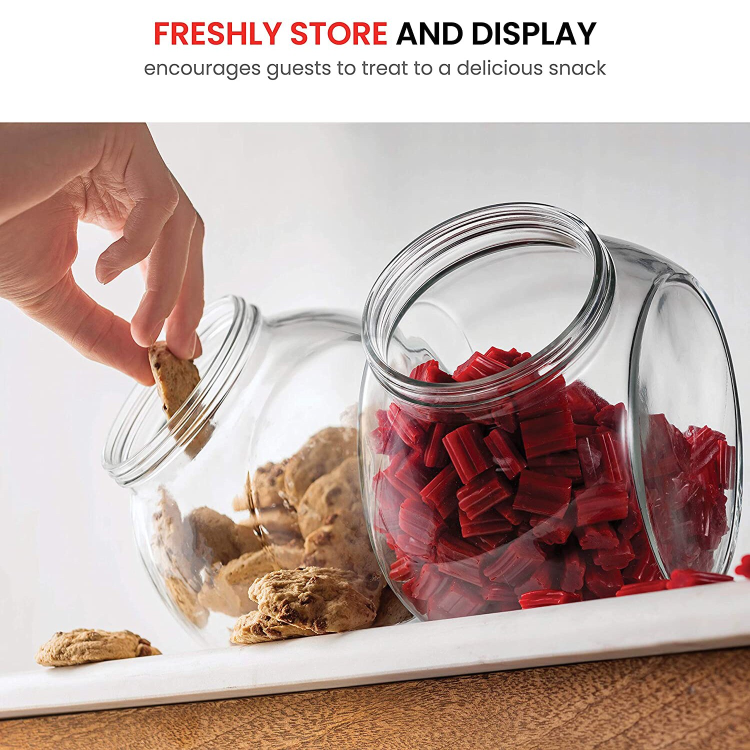 Glas Snoep Koekjestrommel Met Plastic Luchtdichte Afdichting Deksel Voedsel Opslag Jar Voor Snacks Droog Voedsel Jelly Beans Bus Apotheker potten