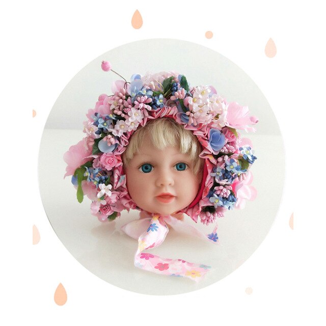 Pudcoco Baby Kopfschmuck Blume Bunte Blume Headwear Kranz Girlande Fotografie Zubehör Requisiten für Mädchen Blumen Haarband: C / 3 Monate