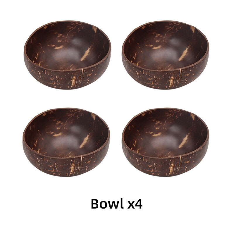 Vaisselle vajilla de coco de ramen, cuencos completos de platos, bol frutero, vajilla de madera, platos de cocina, fideos completa de platos frutero tazones ensaladera aperitivos para comer pipas y cascaras cáscaras: 4 bowl