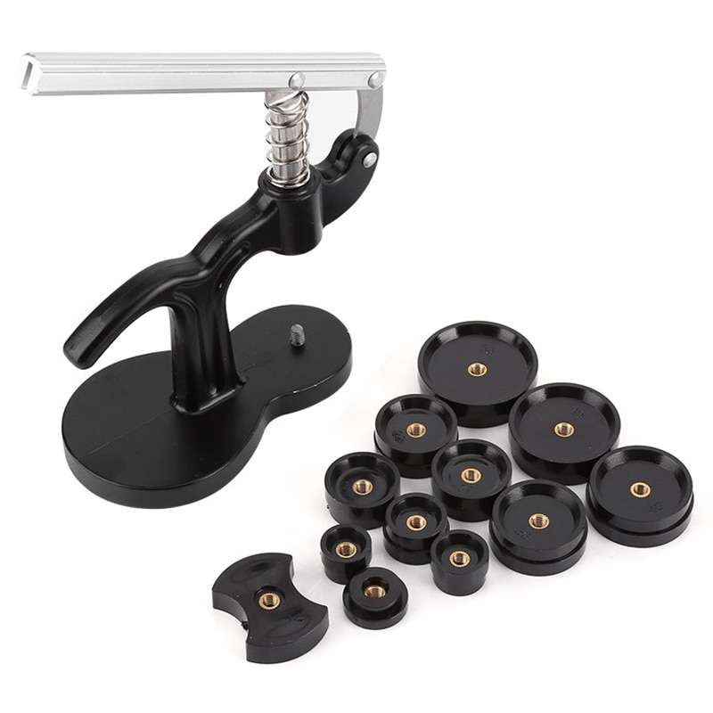 Horloge Druk Set, Case Cover Druk Closer Horlogemaker Presser Remover Houder Reparatie Tool Met 12x Sterft Zwart